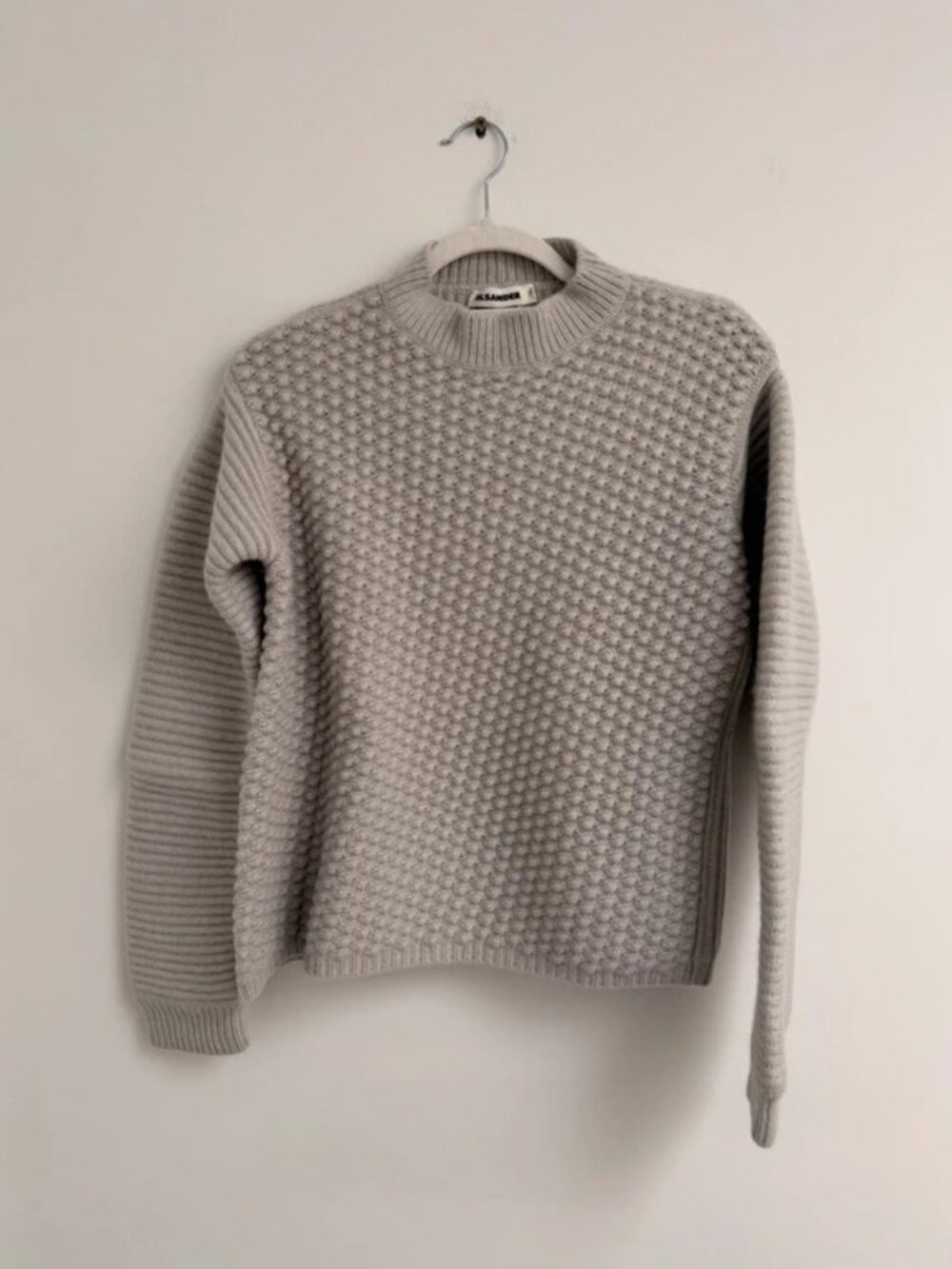 Jil Sander Bobble Knit Sweater Light Gray Wool Cashmere Size S
